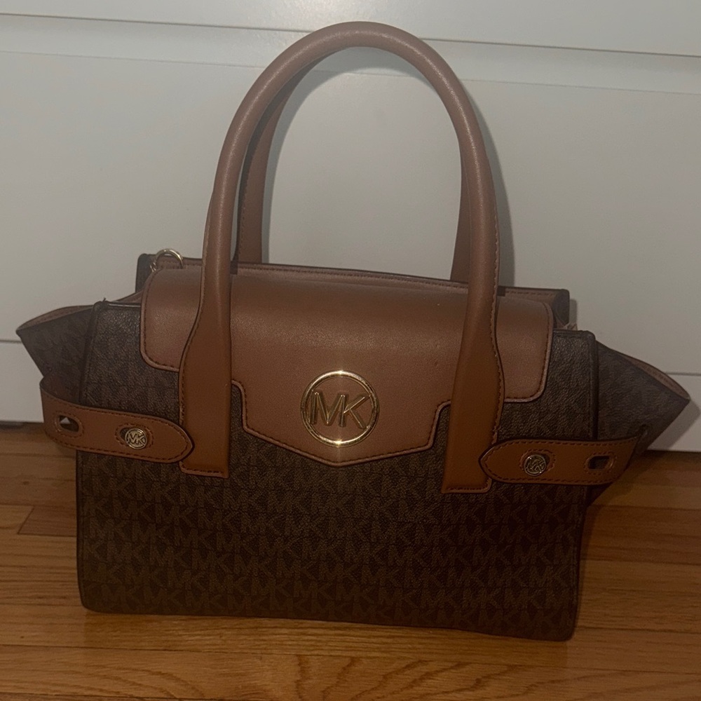 Michael Kors Dark Brown and Tan Satchel
